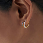 Created Sapphire Stuggies, 14K Solid Gold, 1/6 ct Lab Grown Diamond-4