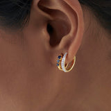 Created Sapphire Stuggies, 14K Solid Gold, 1/6 ct Lab Grown Diamond-4