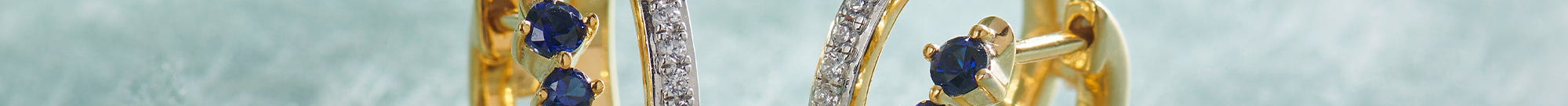 Created Sapphire Stuggies, 14K Solid Gold, 1/6 ct Lab Grown Diamond-1