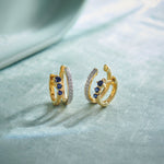 Created Sapphire Stuggies, 14K Gold Vermeil, 1/6 ct Lab Grown Diamond-1