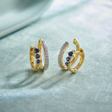 Created Sapphire Stuggies, 14K Gold Vermeil, 1/6 ct Lab Grown Diamond-6