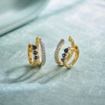 Created Sapphire Stuggies, 14K Solid Gold, 1/6 ct Lab Grown Diamond-6