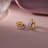 Created Sapphire Stuggies, 14K Solid Gold, 1/6 ct Lab Grown Diamond-5