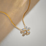 Floral Diamond Necklace, 14K Gold Vermeil, 1/3 ct Lab Grown Diamond-1