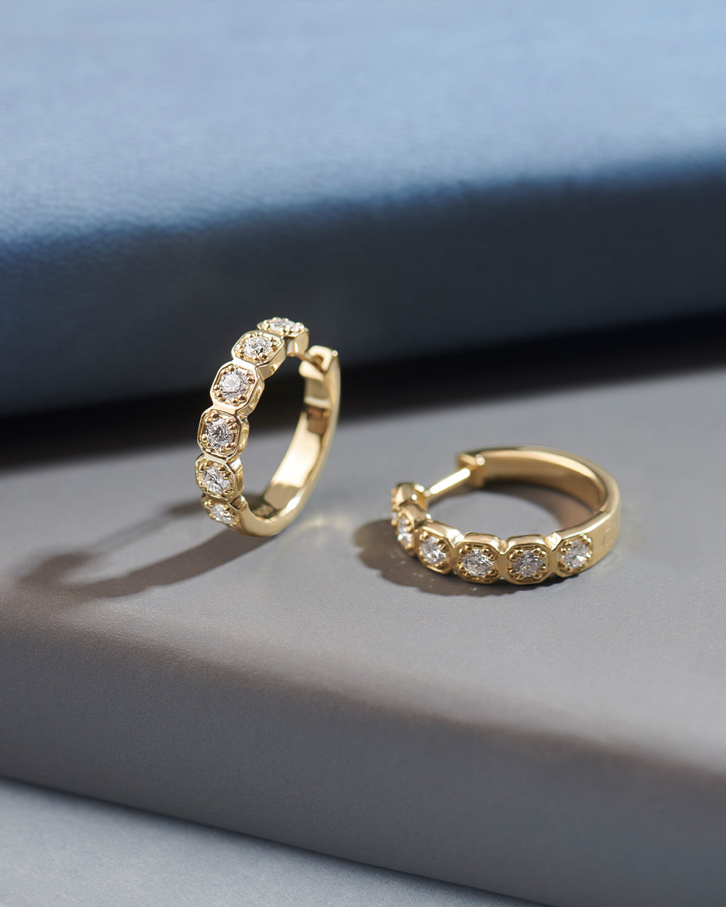 Boxed Diamond Hoops, 14K Gold Vermeil, 1 ct Lab Grown Diamond-6