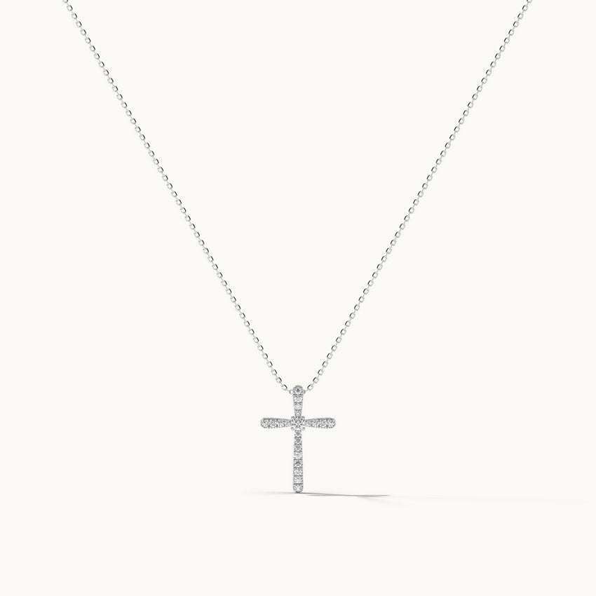 Medium Cross Diamond Necklace, Sterling Silver, 1/5 ct Lab Grown Diamond-3