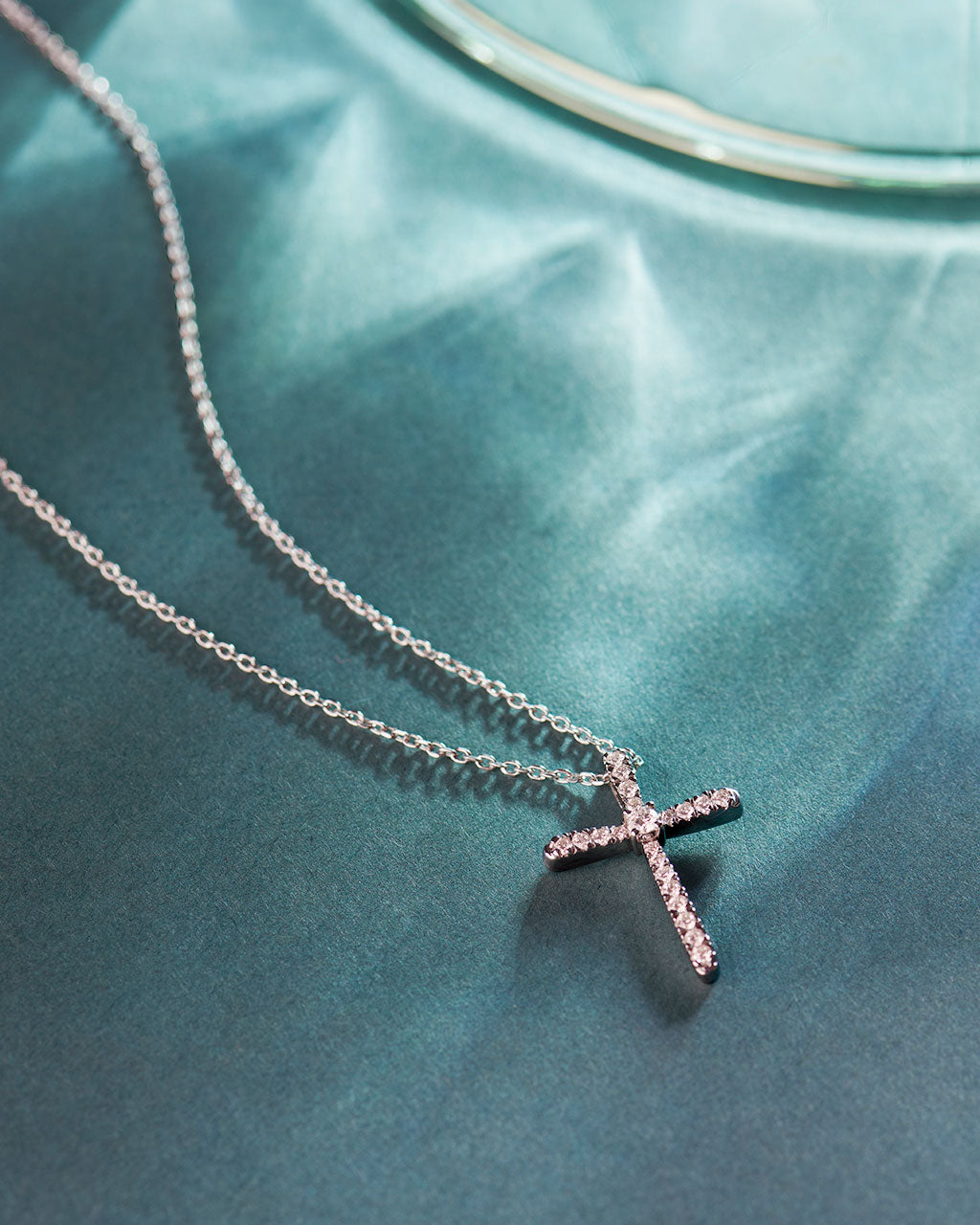 Medium Cross Diamond Necklace, Sterling Silver, 1/5 ct Lab Grown Diamond-6