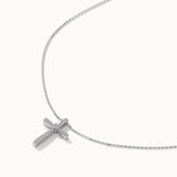 Medium Cross Diamond Necklace, Sterling Silver, 1/5 ct Lab Grown Diamond-7