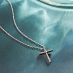 Medium Cross Diamond Necklace, Sterling Silver, 1/5 ct Lab Grown Diamond-1