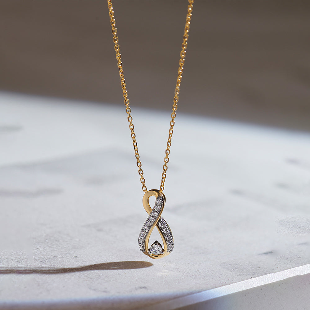 Infinity Diamond Necklace, 14K Solid Gold, 1/5 ct Lab Grown Diamond-1