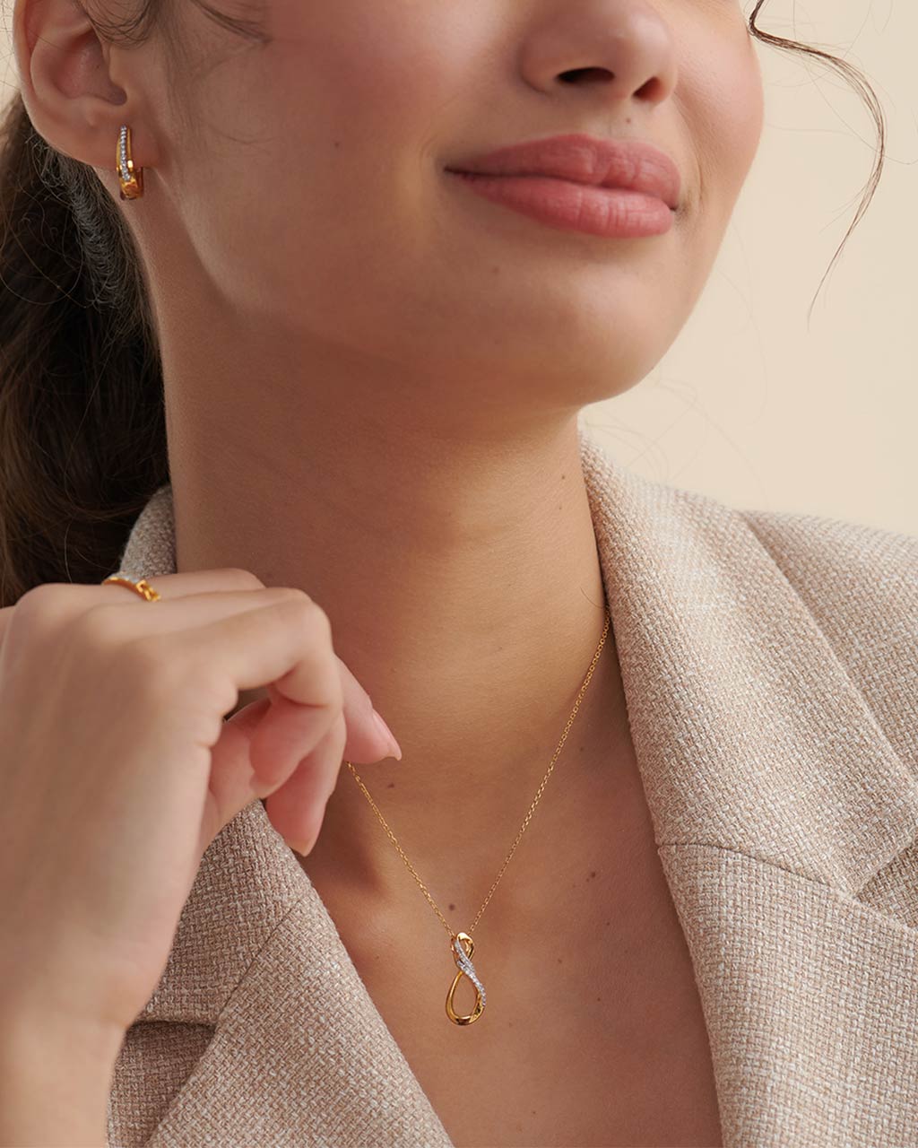 Vertical Infinity Diamond Necklace, 14K Solid Gold, 1/8 ct Lab Grown Diamond-2