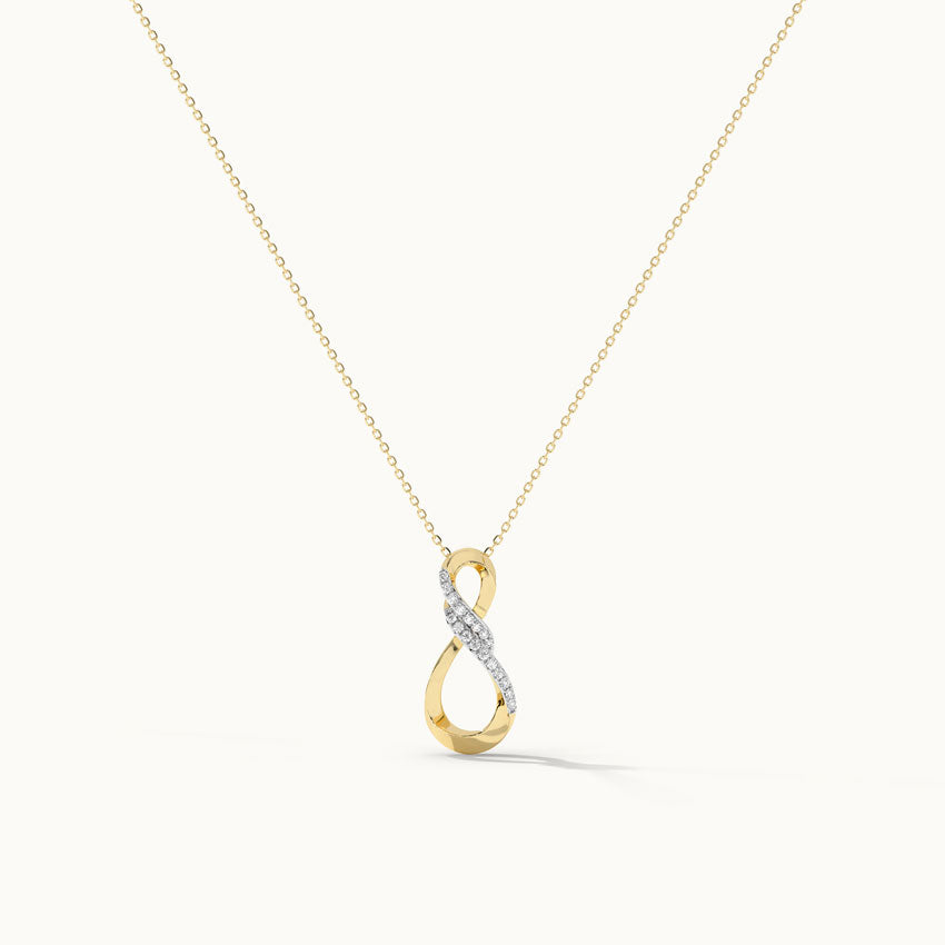 Vertical Infinity Diamond Necklace, 14K Solid Gold, 1/8 ct Lab Grown Diamond-3