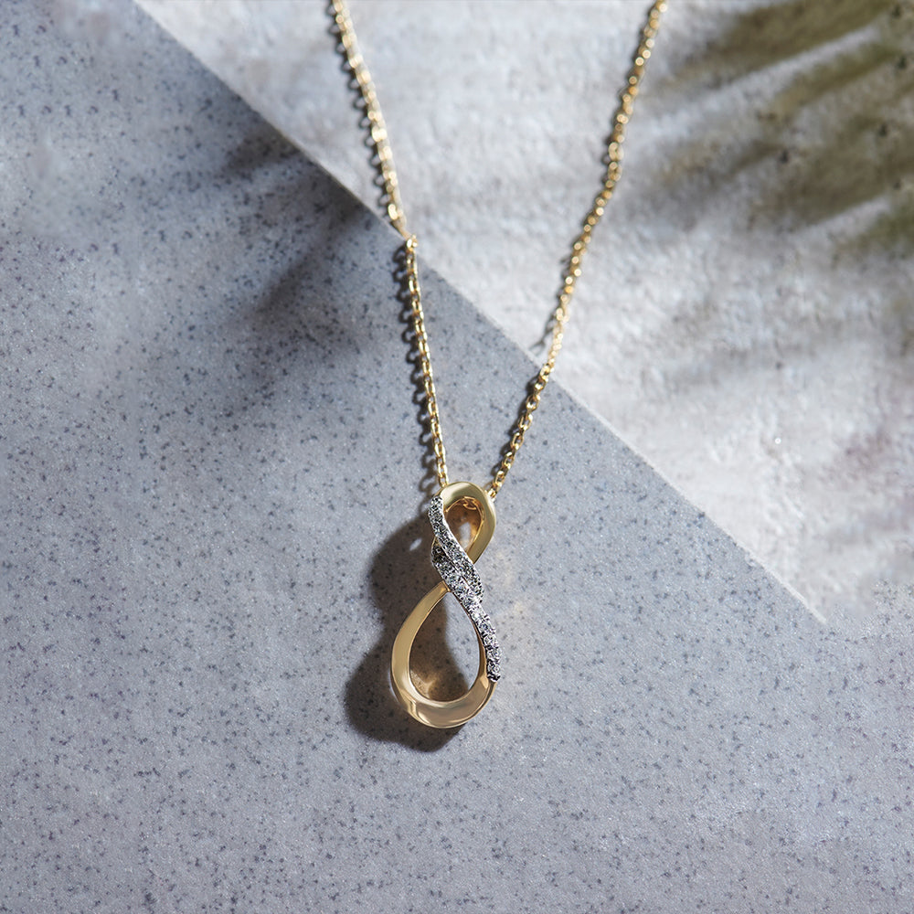 Vertical Infinity Diamond Necklace, 14K Solid Gold, 1/8 ct Lab Grown Diamond-1