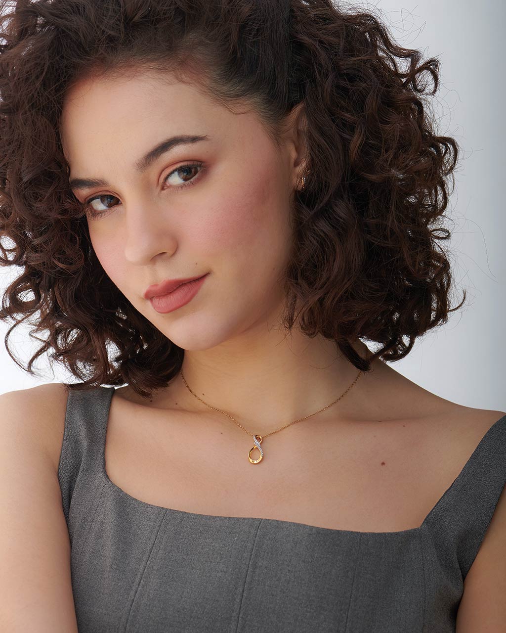 Vertical Infinity Diamond Necklace, 14K Solid Gold, 1/8 ct Lab Grown Diamond-5