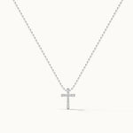 Small Cross Diamond Necklace, Sterling Silver, 1/20 ct Lab Grown Diamond-3