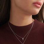 Small Cross Diamond Necklace, Sterling Silver, 1/20 ct Lab Grown Diamond-2