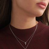 Small Cross Diamond Necklace, Sterling Silver, 1/20 ct Lab Grown Diamond-2