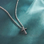 Small Cross Diamond Necklace, Sterling Silver, 1/20 ct Lab Grown Diamond-6