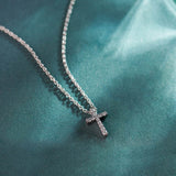 Small Cross Diamond Necklace, Sterling Silver, 1/20 ct Lab Grown Diamond-6