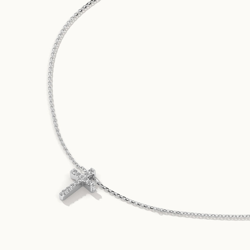 Small Cross Diamond Necklace, Sterling Silver, 1/20 ct Lab Grown Diamond-7