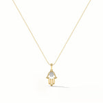 Hamsa Hand Diamond Necklace, 14K Gold Vermeil, 1/20 ct Lab Grown Diamond-3