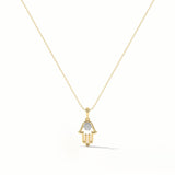 Hamsa Hand Diamond Necklace, 14K Gold Vermeil, 1/20 ct Lab Grown Diamond-3