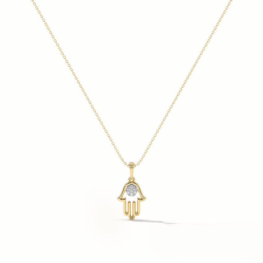 Hamsa Hand Diamond Necklace, 14K Gold Vermeil, 1/20 ct Lab Grown Diamond-3