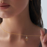 Hamsa Hand Diamond Necklace, 14K Gold Vermeil, 1/20 ct Lab Grown Diamond-2