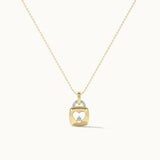 Heart Lock Diamond Necklace, 14K Gold Vermeil, 1/20 ct Lab Grown Diamond-2