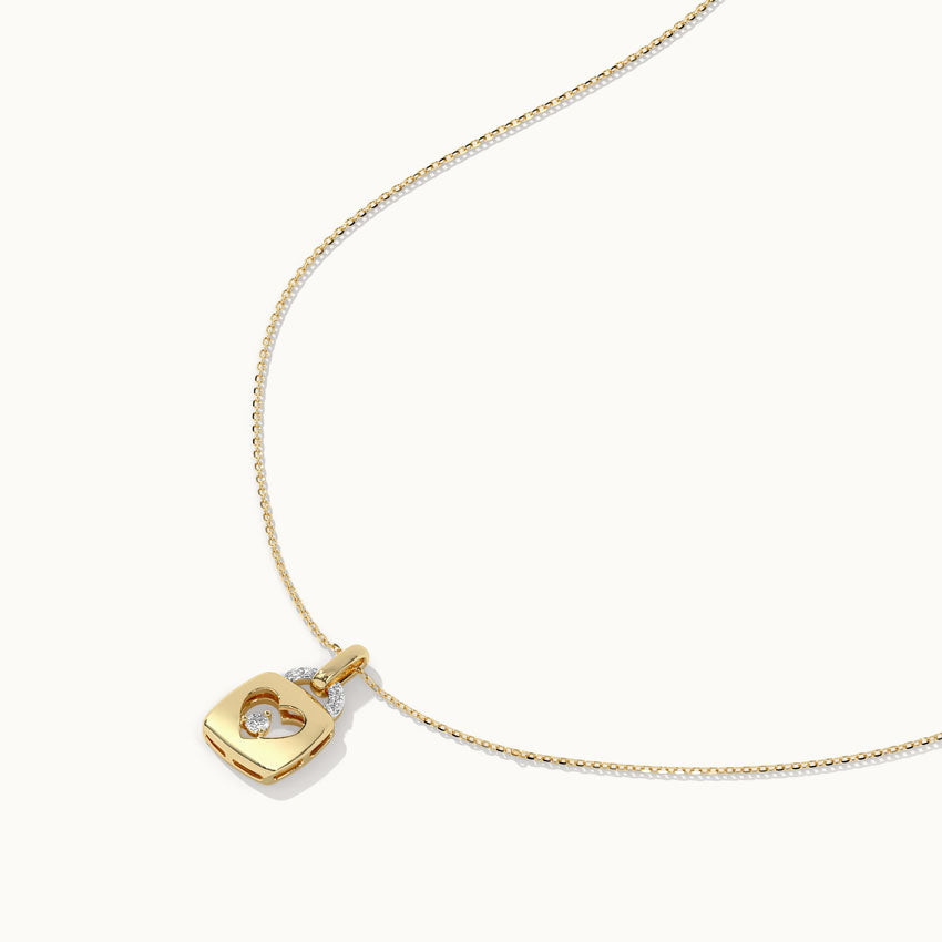 Heart Lock Diamond Necklace, 14K Gold Vermeil, 1/20 ct Lab Grown Diamond-6