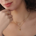 Heart Lock Diamond Necklace, 14K Gold Vermeil, 1/20 ct Lab Grown Diamond-9