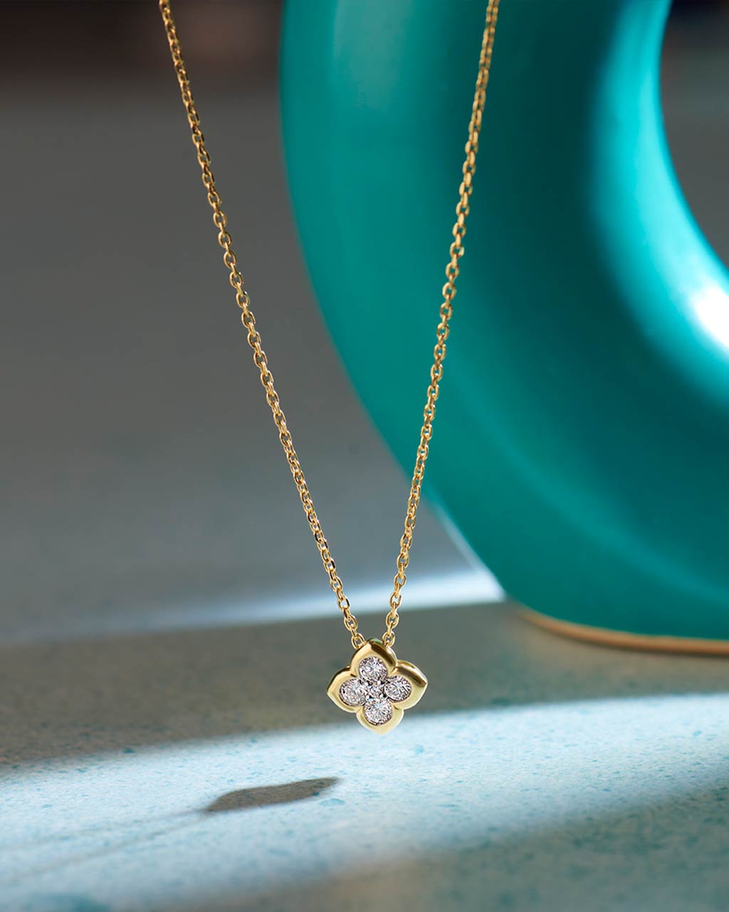 Floral Cluster Diamond Necklace, 14K Gold Vermeil, 1/4 ct Lab Grown Diamond-6
