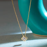 Floral Cluster Diamond Necklace, 14K Gold Vermeil, 1/4 ct Lab Grown Diamond-6