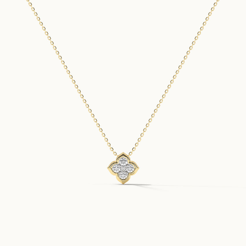 Floral Cluster Diamond Necklace, 14K Gold Vermeil, 1/4 ct Lab Grown Diamond-3