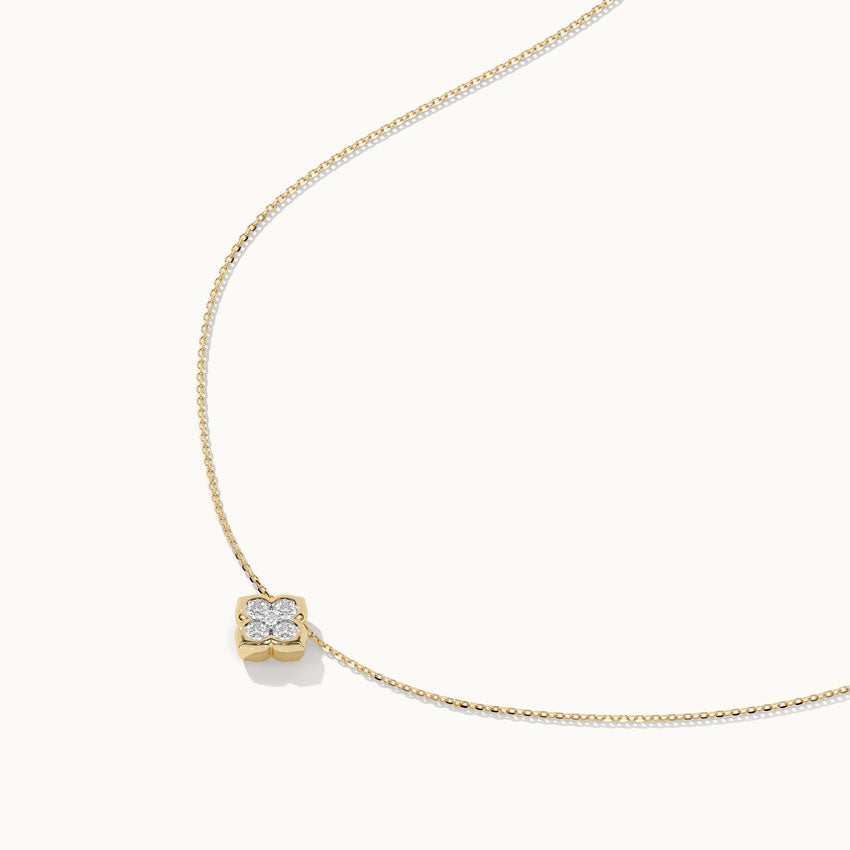 Floral Cluster Diamond Necklace, 14K Gold Vermeil, 1/4 ct Lab Grown Diamond-7