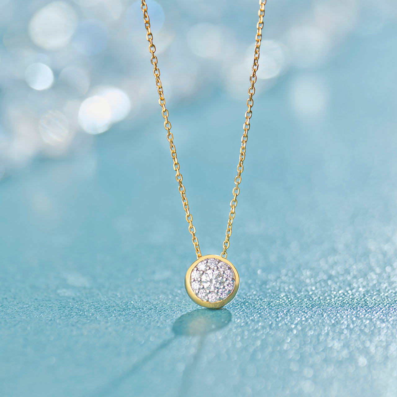 Round Cluster Dainty Diamond Necklace, 14K Gold Vermeil, 1/3 ct Lab Grown Diamond-1