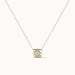 Square Diamond Necklace, 14K Solid Gold, 1/8 ct Lab Grown Diamond-3