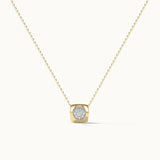 Square Diamond Necklace, 14K Solid Gold, 1/8 ct Lab Grown Diamond-3