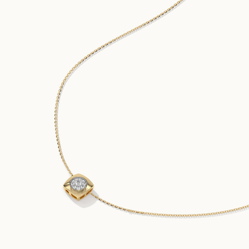 Square Diamond Necklace, 14K Solid Gold, 1/8 ct Lab Grown Diamond-7