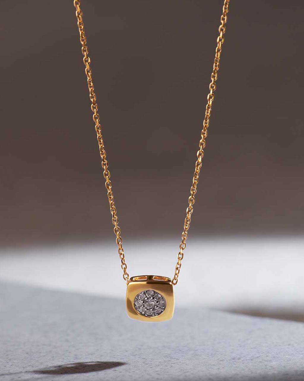 Square Diamond Necklace, 14K Solid Gold, 1/8 ct Lab Grown Diamond-6