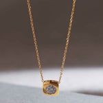 Square Diamond Necklace, 14K Solid Gold, 1/8 ct Lab Grown Diamond-6