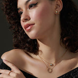 Square Diamond Necklace, 14K Solid Gold, 1/8 ct Lab Grown Diamond-5