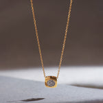 Square Diamond Necklace, 14K Solid Gold, 1/8 ct Lab Grown Diamond-1