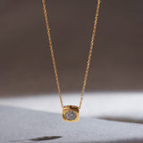 Square Diamond Necklace, 14K Solid Gold, 1/8 ct Lab Grown Diamond-1