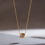 Square Diamond Necklace, 14K Gold Vermeil, 1/8 ct Lab Grown Diamond-1