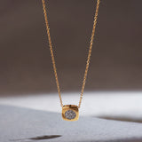 Square Diamond Necklace, 14K Gold Vermeil, 1/8 ct Lab Grown Diamond-1