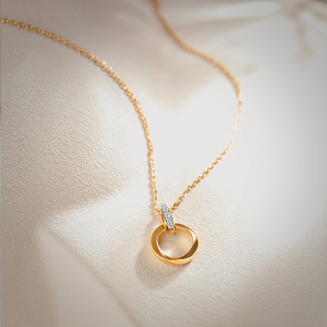 Twisted Loop Diamond Necklace, 14K Solid Gold, 1/20 ct Lab Grown Diamond-1