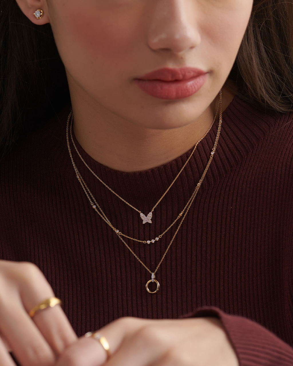 Twisted Loop Diamond Necklace, 14K Gold Vermeil, 1/20 ct Lab Grown Diamond-2