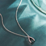 Wishbone Diamond Necklace, Sterling Silver, 1/8 ct Lab Grown Diamond-6