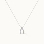 Wishbone Diamond Necklace, 14K Solid Gold, 1/8 ct Lab Grown Diamond-3